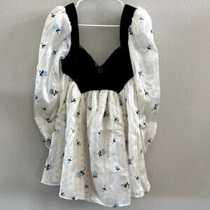 NEW For Love & Lemons Marcella Mini Dress Womens Size Small Floral Heart Velvet